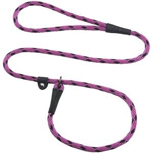 Mendota Products Small Slip Checkered Rope Dog Leash, Black Ice Raspberry, 6-ft long, 3/8-in wide