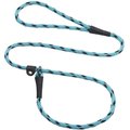 Mendota Products Small Slip Checkered Rope Dog Leash, Black Ice Tuquoise, 6-ft long, 3/8-in wide