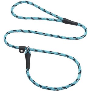 Mendota Products Small Slip Checkered Rope Dog Leash, Black Ice Tuquoise, 6-ft long, 3/8-in wide