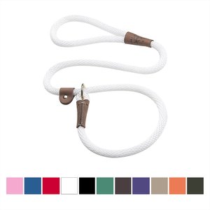 Mendota Products Large Slip Solid Rope Dog Leash, White, 4-ft long, 1/2-in wide