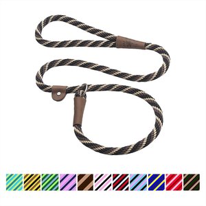 Mendota Products Large Slip Striped Rope Dog Leash, Mocha, 4-ft long, 1/2-in wide