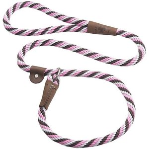 Mendota Products Large Slip Striped Rope Dog Leash, Pink Chocolate, 4-ft long, 1/2-in wide