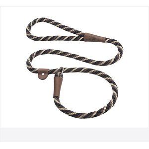 Mendota Products Large Slip Striped Rope Dog Leash, Mocha, 6-ft long, 1/2-in wide