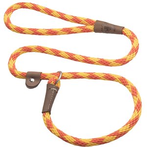 Mendota Products Large Slip Checkered Rope Dog Leash, Amber, 6-ft long, 1/2-in wide