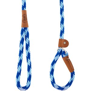 Mendota Products Large Slip Checkered Rope Dog Leash, Sapphire, 6-ft long, 1/2-in wide