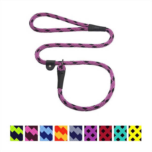 Mendota Products Large Slip Checkered Rope Dog Leash, Black Ice Raspberry, 6-ft long, 1/2-in wide slide 1 of 4