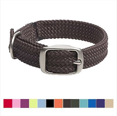 Mendota Products Double Braid Dog Collar, Dark Brown, 18-in neck, 1-in wide slide 1 of 3