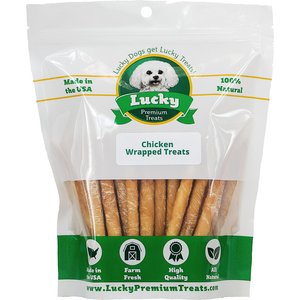 Lucky Premium Treats Small Chicken Wrapped Rawhide Dog Treats, 200 count