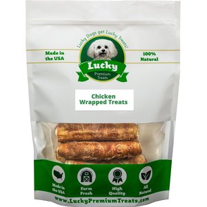 Lucky Premium Treats Chicken Wrapped Rawhide Dog Treats, 3 count