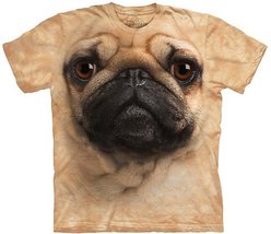 The Mountain Big Face Pug Kids Short Sleeve T-Shirt, Tan, Medium slide 2 of 4