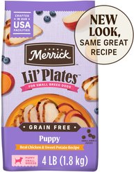 Merrick Lil' Plates Grain-Free Small Breed Dry Dog Food Puppy Real Chicken + Sweet Potato Recipe, 4-lb bag
