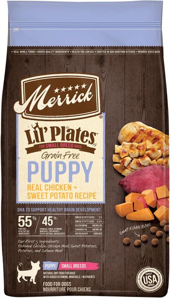 Merrick Lil' Plates Grain-Free Small Breed Dry Dog Food Puppy Real Chicken + Sweet Potato Recipe, 4-lb bag slide 1 of 9