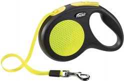Flexi Neon Nylon Tape Reflective Retractable Dog Leash, Small: 16-ft long