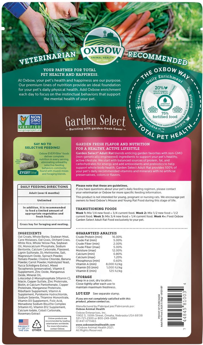 OXBOW Garden Select Adult Rat Food 2.5 lb bag Chewy