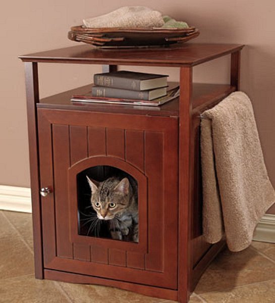 Merry Products Washroom Night Stand Multifunctional Litter Pan Cover, Walnut slide 1 of 4