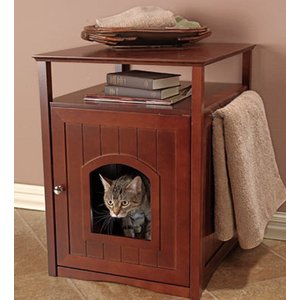 Merry Products Washroom Night Stand Multifunctional Litter Pan Cover, Walnut