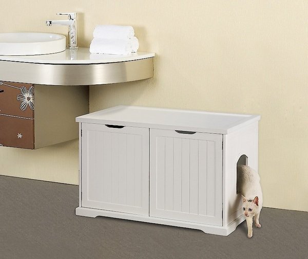 Merry Products Cat Washroom Bench Decorative Litter Box Cover & Storage, White slide 1 of 6