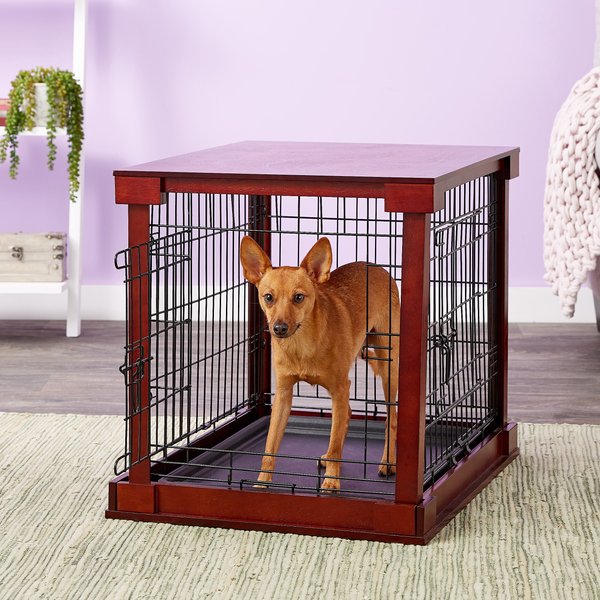 Merry Products Double Door Furniture Style Dog Crate, Mahogany, 24 inch slide 1 of 9