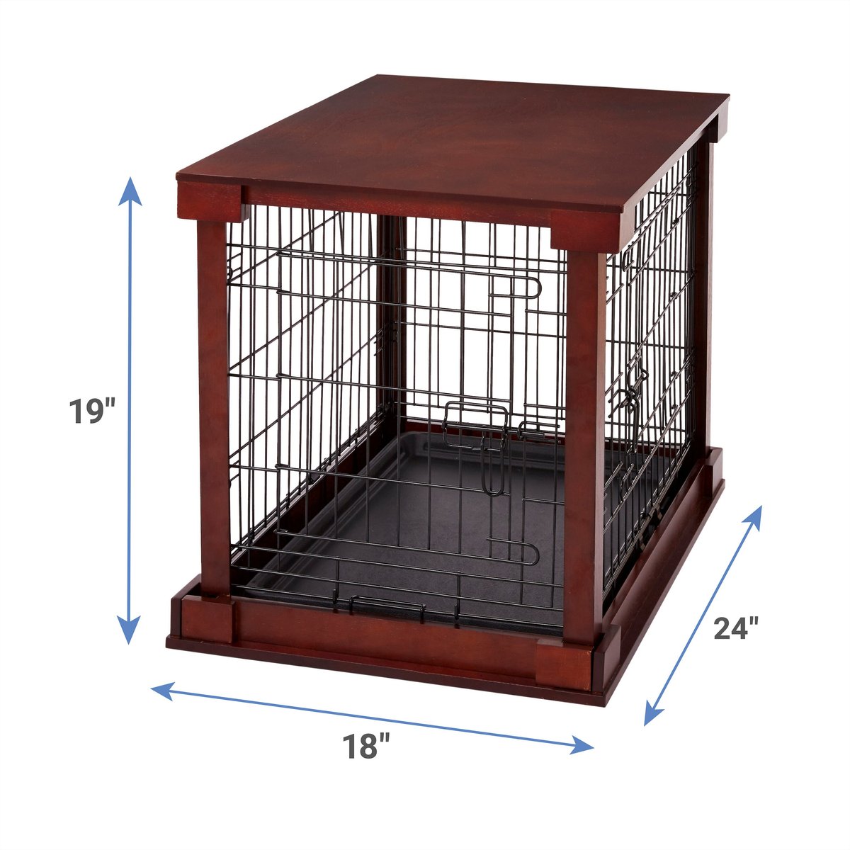 MERRY PRODUCTS Double Door Furniture Style Dog Crate, Mahogany, 24 inch ...