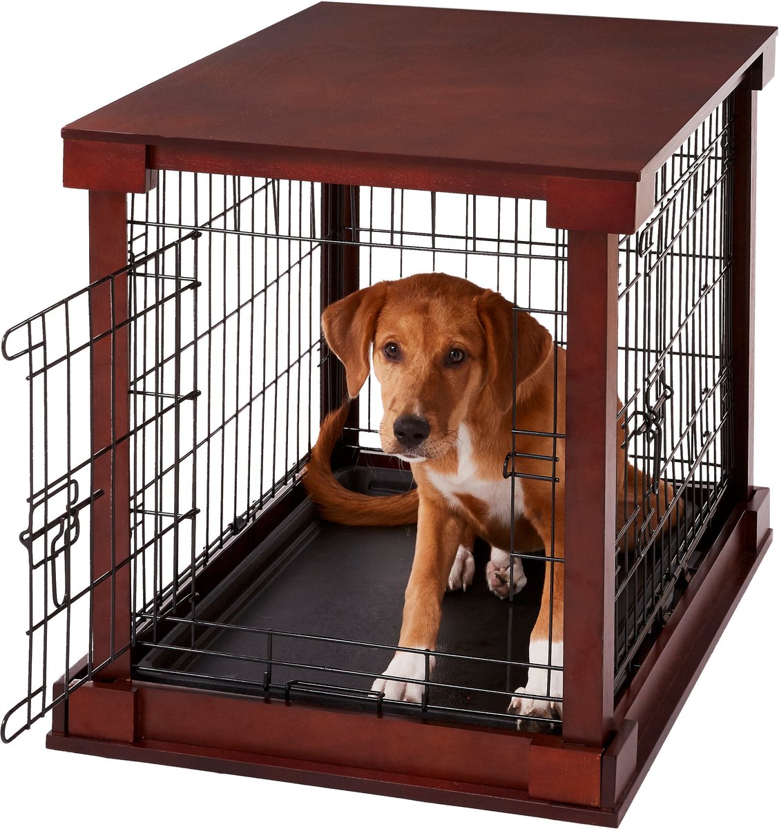 MERRY PRODUCTS Double Door Furniture Style Dog Crate, Mahogany, 24 inch