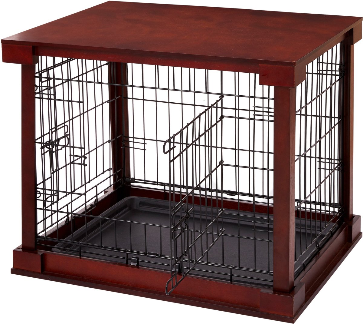 MERRY PRODUCTS Double Door Furniture Style Dog Crate, Mahogany, 24 inch
