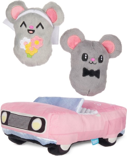 BARK Mister & Mouses Married Mouse Car Squeaky Plush Dog Toy