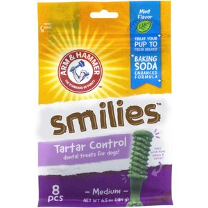 ARM & HAMMER PRODUCTS Smilies Tartar Control Medium Minto Flavor Dog Dental Chews, 8 count