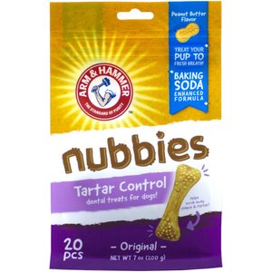 ARM & HAMMER PRODUCTS Nubbies Tartar Control Original Peanut Butter Flavor Dog Dental Chews, 20 count