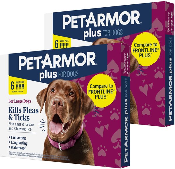 PETARMOR Plus Flea & Tick Spot Treatment For Dogs, 45-88 Lbs, 12 Doses ...