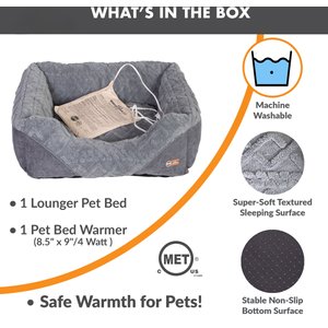 K&H Pet Products Thermo-Pet Lounge Sleeper Heated Bolster Dog & Cat Bed, Gray, Small