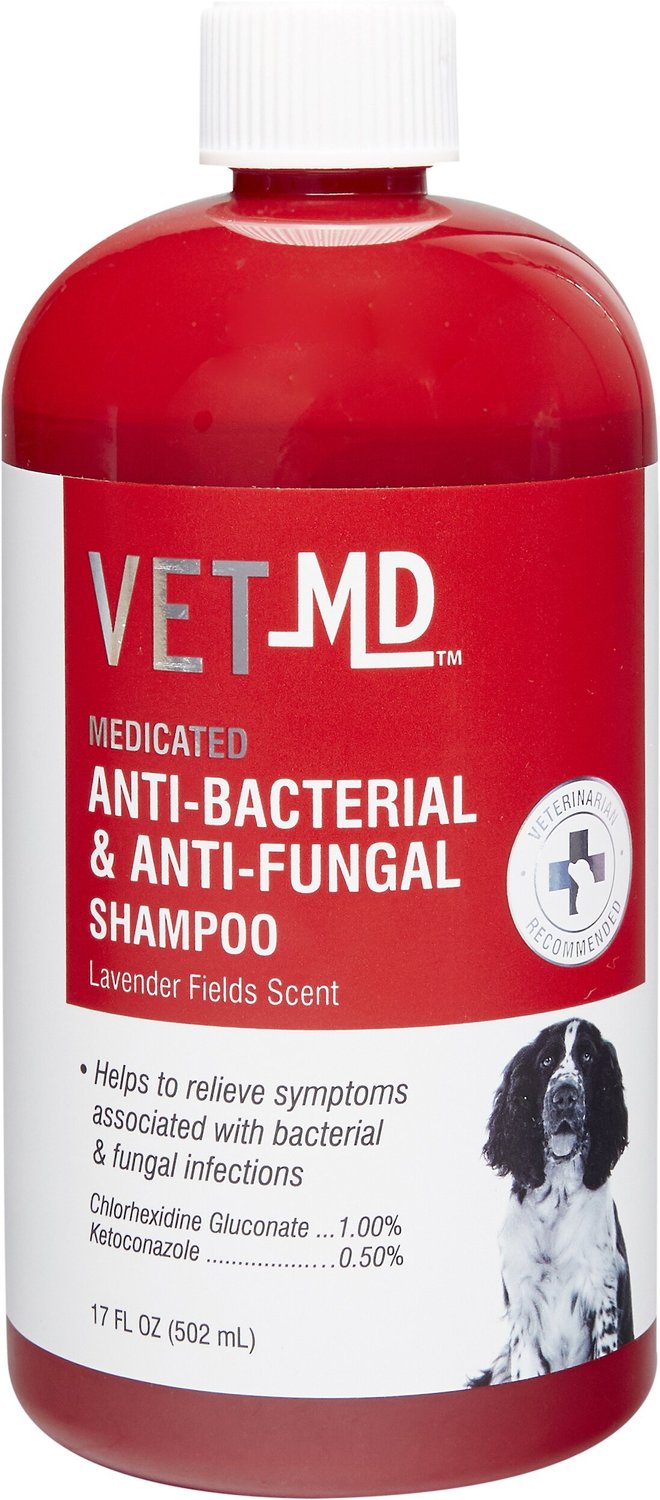 VETMD Medicated Anti-Bacterial & Anti-Fungal Dog Shampoo, 17 ...
