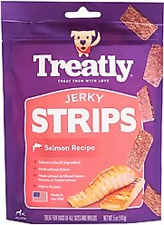 Treatly Salmon Flavor Jerky Dog Treats, 5-oz bag