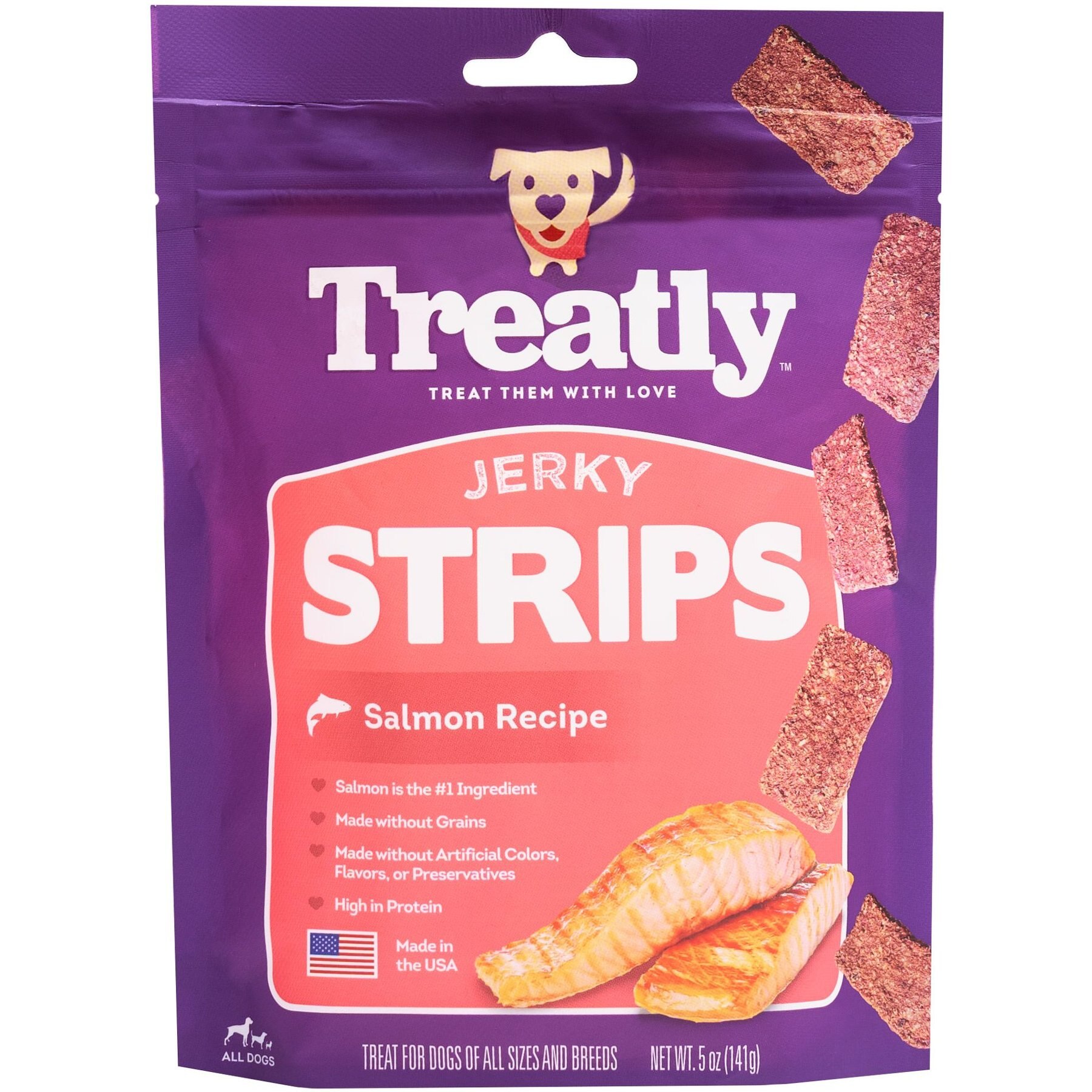 Treatly Treatly Salmon Flavor Jerky Dog Treats, 5-oz bag