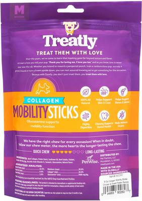 Show full view: Treatly Collagen Smart Sitcks Chicken & Sweet Potato Flavor Dog Chews, 9-oz bag slide 3 of 10