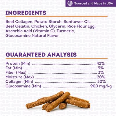 Show full view: Treatly Collagen Smart Sitcks Chicken & Sweet Potato Flavor Dog Chews, 9-oz bag slide 6 of 10
