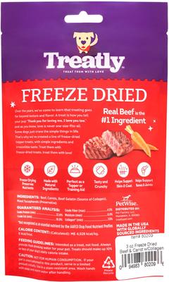 Show full view: Treatly Beef & Carrot with Collagen Freeze-Dried Dog Treats, 3-oz cube slide 3 of 10
