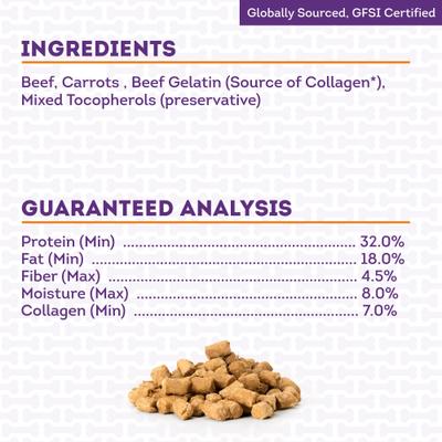 Show full view: Treatly Beef & Carrot with Collagen Freeze-Dried Dog Treats, 3-oz cube slide 6 of 10