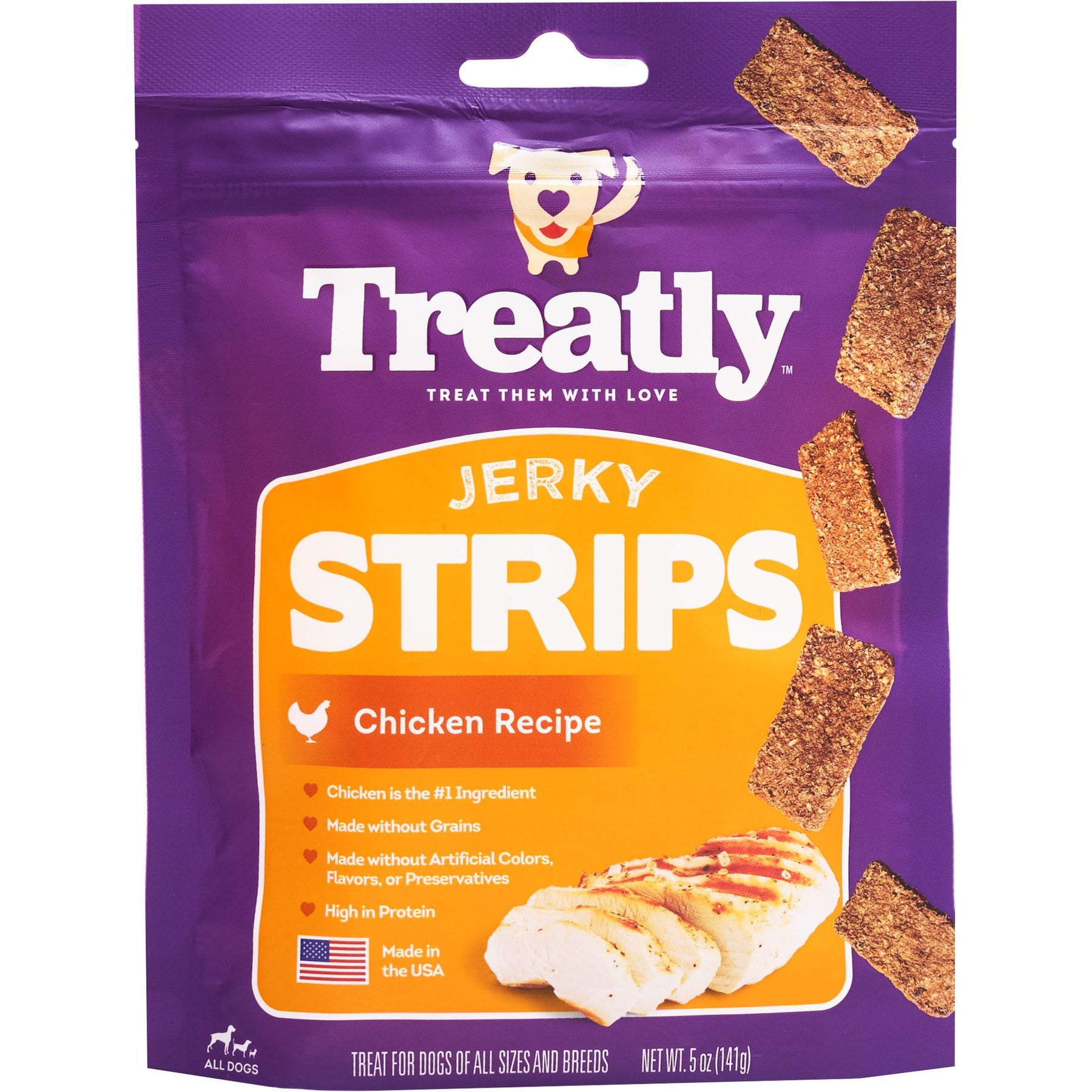 Treatly Treatly Chicken Flavor Jerky Strips Dog Treats, 5-oz bag