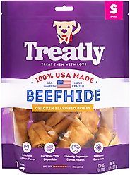 Treatly USA Beefhide Bones 5 to 6-in Chicken Flavor Dog Chews, 7 count