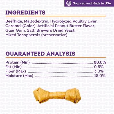 Show full view: Treatly USA Beefhide Bones 9 to 10-in Peanut Butter Flavor Dog Chews slide 6 of 10