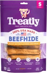Treatly USA Beefhide Chip Rolls 5 to 6-in Peanut Butter Flavor Dog Chews, 20 count