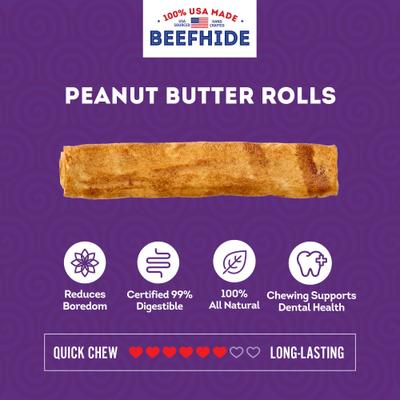 Show full view: Treatly USA Beefhide Chip Rolls 5 to 6-in Peanut Butter Flavor Dog Chews, 20 count slide 5 of 10