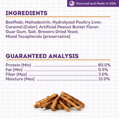 Show full view: Treatly USA Beefhide Chip Rolls 5 to 6-in Peanut Butter Flavor Dog Chews, 20 count slide 6 of 10