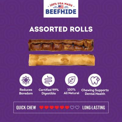 Show full view: Treatly USA Beefhide Chip Rolls 5 to 6-in Chicken & Beef Flavor Dog Chews, 20 count slide 5 of 10