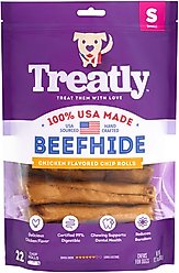 Treatly USA Beefhide Chip Rolls 5 to 6-in Chicken Flavor Dog Chews, 22 count