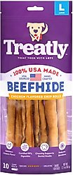 Treatly USA Beefhide Chip Rolls 10 to 11-in Chicken Flavor Dog Chews, 10 count
