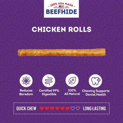 Show full view: Treatly USA Beefhide Chip Rolls 10 to 11-in Chicken Flavor Dog Chews, 10 count slide 5 of 10