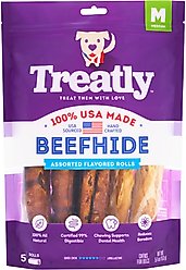 Treatly USA Beefhide Rolls 6 to 7-in Chicken & Beef Flavor Dog Chews, 5 count