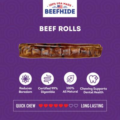 Show full view: Treatly USA Beefhide Rolls 8 to 9-in Beef Flavor Dog Chews, 2 count slide 5 of 10