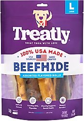 Treatly USA Beefhide Rolls 8 to 9-in Chicken & Beef Flavor Dog Chews, 10 count